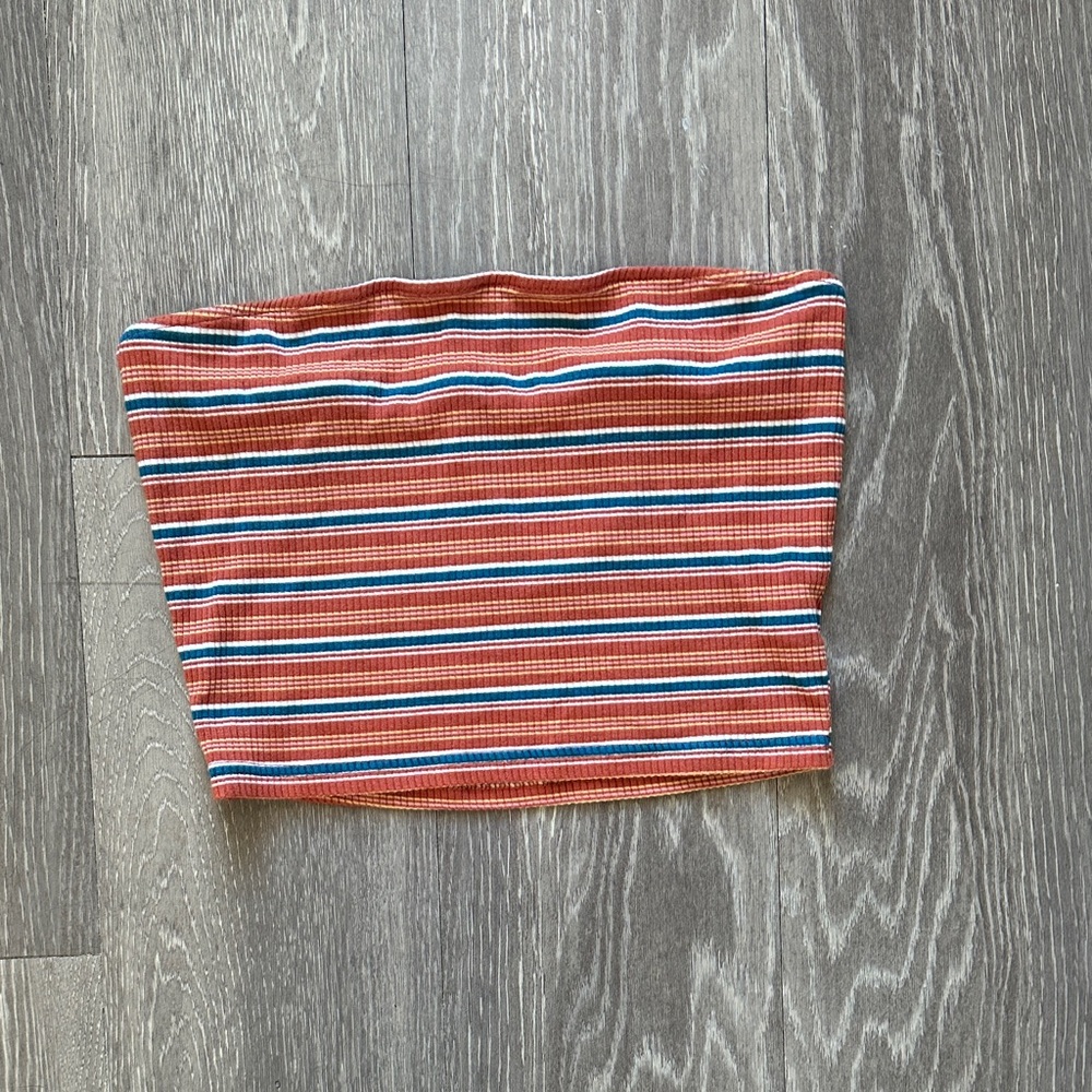 Striped Cropped Strapless Top